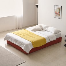 라자가구 스테이플 파운데이션 무헤드 침대 프레임 S/SS/Q/K/LK +잇템 독립 매트 (헤드 선택), 갤럭시 패브릭_어스톤시에나