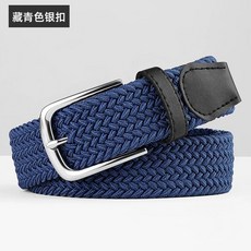 스트레치 우븐 투어 다크네이비 골프 벨트 퍼포먼스 화이트, 1개, L. 네이비 실버 버클