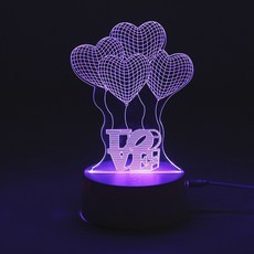 혜문잡화상점 3D 착시 아크릴 무드등 하트풍선