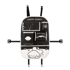 熱銷 新款 車載 線條 小狗 兒童 防踢墊 車內 防臟墊 汽車 收納袋 座椅 儲物 防撞墊, 趴著小白防-B款, 1個