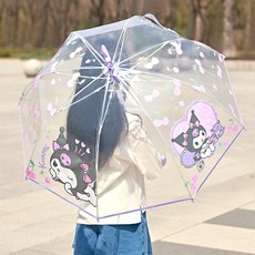三麗鷗酷洛米圓滾滾幼兒透明雨傘兒童自動雨傘角色兒童幼兒雨具長53cm