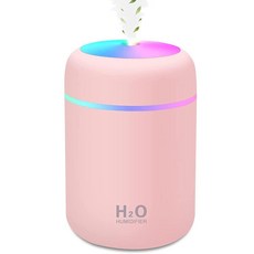 시원한 미스트 가습기 300ml 미니 휴대용 다색 LED 야간 조명 2개의 모드 및 자동 차단 홈 오피스 유아용 개인용 데스크톱 매우 조용함, Pink, Pink