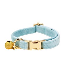 DFMEI 毛絨寵物貓咪鈴鐺項圈 激光刻字項圈寵物貓脖圈貓咪項圈, 1個, 【淺藍色】