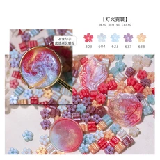 벚꽃 혼합 색상 반짝이 파이어 페인트 왁스 조각 DIY 스탬프 봉투 청첩장 도장 장식 선물, 17 026 -17g