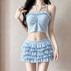 糯米小甜心分體泳衣女蛋糕裙分體兩件式甜妹泳裝, M適合95-105斤