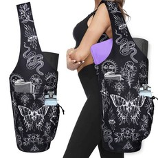 요가 매트 가방 방수 습식 지퍼 포켓과 스트링 물병 포켓이 있는 대형 오프닝 롱 토트 홀더 가방이 가장 큰 사이즈 매트에 맞습니다, Boho Witchcraft, 37 x15 5