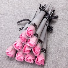 헨리제이 비누장미 한다발 10송이 장미꽃 수제 비누 향기 장식품 목욕 용품 홈 데코 선물, (10개한다발)핑크