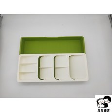 貝貝 抽屜收納盒 餐具/刀叉/文具/工具收納 廚房/桌面分類整理盒 優選分格置物盒組合, 中號號餐具盒白, 1個