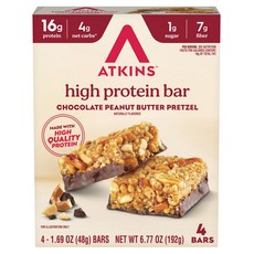 앳킨스 하이 프로틴 바 초콜릿 피넛 버터 프레첼 4개입, 192g, 1개