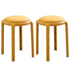 지오리빙 원형 가죽 쿠션 스툴 인테리어 체어, 옐로우2p