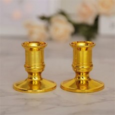 LED仿真電子蠟燭燈 充電長桿蠟燭燈, 金色蜡烛座一对