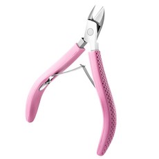 실리콘 미끄럼 방지 손잡이와 독수리 부리 모양의 집게가 달린 손톱 큐티클 가위, Pink, 사이즈 이미지 참고, 1개