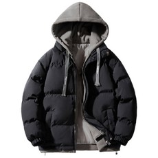 NEW 남자 후드 경량 숏패딩 점퍼 가짜 투피스 디자인 역시즌패딩 자켓 바람막이보온과 패딩 코트 빅사이즈남자패딩4XL