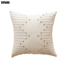 DFMEI ins風客廳家居抱枕新款小清新棉布牀頭靠墊組合裝枕芯枕套, 卡其(不含芯)