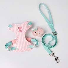 寵物背心式胸背帶 小狗牽繩 防掙脫設計, 1個, 粉色套裝,l