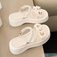 【台灣倉發貨】2025裙子夏季新款仙女拖鞋女夏外女外甜美厚底珍珠凉鞋兩穿