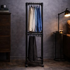 꾸밈 (카트형) 바지걸이 2단행거 (틈새), 블랙