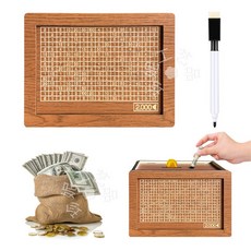 Money Box with Counter家居質櫃檯美元存錢罐兒童禮物木製工藝品, 2000歐元/20*14.5*7.5CM/帶可擦除筆:不帶亞克力可擦試面板