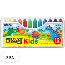 아모스 파스넷 키즈 크레용, 12색, 3개