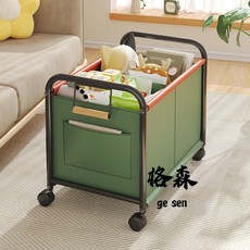 【格森】大容量玩具收納箱置物架防塵客廳臥室移動小推車桌底下零食整理箱, 1個, 3層推車款-低籃,奶油白-牛津布