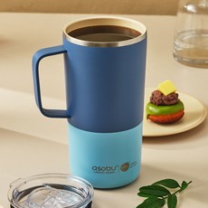 캐나다 아소부 세라믹 스텐 진공 보온보냉 타워머그 600ML 파스텔 블루 195304, 캐나다 아소부 세라믹 스텐 진공 보온보냉 타워머그 60