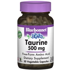 Bluebonnet 牛磺酸 500mg植物膠囊 無麩質, 50顆, 1罐