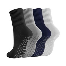 Breslatte Crew Pilates 여성용 그립 양말 미끄럼 방지 면 그립 양말 요가 병원 바레 홈 데일리 메시 블랙 다크 그레이 네이비 그레이