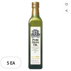 백설 CJ 백설 유러피안 퓨어 올리브유, 500ml, 5개