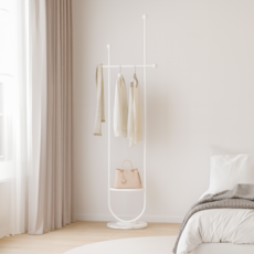 차르미콜 U형 심플한 인테리어 스탠드 옷걸이, 화이트 베이스 + 화이트 스탠드