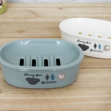 원형비누갑 캐릭터비누받침 데니베어오픈원형비누갑 원형받침 갑 데니베어 욕실정리, 화이트, 화이트