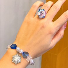 兒童飾品套裝 艾莎公主雪花吊墜項鍊手鍊耳夾