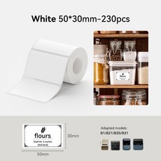 NiiMBOT 흰색 열 라벨 20-50mm 자체 접착 스티커 B1/B21/B3S 미니 프린터 메이커 용 1 롤 방수 용지, 1Roll 50x30mm