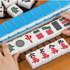 고급 마작패 휴대용 마작 세트 보드게임 중국 전통 놀이, 42다크그린 추천 + 가방, 1개