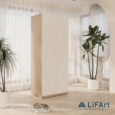 LiFArt 星夜台製木心板單桿衣櫃(免組裝系統家具200cm), 雙門單桿衣櫃