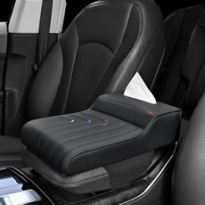 BIENOE 차량용 팔걸이 쿠션 메모리품 티슈 케이스 겸용, 1개, 블랙