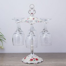 DFMEI 珐琅彩红酒杯架倒挂高脚杯架悬挂式杯架金属酒杯架, 1個, 银色单层（不含玻璃杯）:如圖