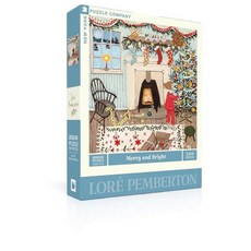 New York Puzzle Company - Loré Pemberton 나무 트리밍 - 성인용 1000피스 직소 퍼즐 Loré Pemberton 제작, Merry and Bright 500 Piece