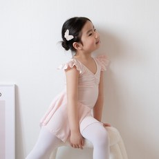 (반팔) 날개 쉬폰 발레복 (2color/S-L) 아기 유아 키즈 여아 발레복세트 일체형발레복 스냅단추 쉬폰스커트