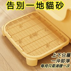 雙層貓砂墊 控砂墊 防帶出 貓砂盆墊, 奶黃色貓砂盆送貓砂鏟, 1個