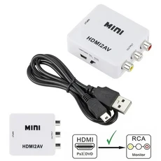 HDMI 호환 AV RCA CVSB L/R 비디오 스케일러 변환기 상자 지원 NTSC PAL 720P/1080P 어댑터, 01 HD2AV White, 1개