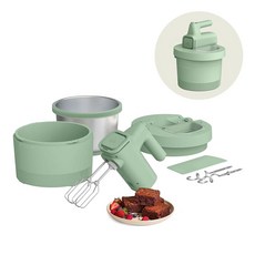bella 3.3L(3.5쿼트) 핸드 & 스탠드 믹서 2 in 1 전기 믹서 그릇 반죽 후크 거품기 및 에그 비터 베이킹용 다기능 휴대용 블렌더 및 믹서 200와트, Seaglass