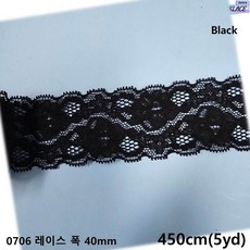 DKLACE-0706 자가드 스판 레이스 / (폭 4cm 길이 1yd / 5yd / 10yd기준), 5개, 블랙