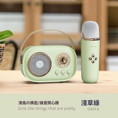 式K歌音箱家用戶外小型藍牙話筒一體便攜音響帶炫彩燈藍牙音箱, C20PLUS單嘜綠色:如圖所示