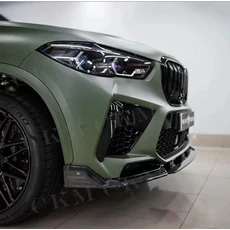 BMW F95 X5M 2019-2023 카 글로스 블랙 프론트 범퍼 립 턱 스포일러 가드 3피스 호환, 카본 룩