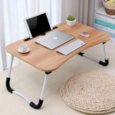 베드 테이블 접이식 트레이 스마트 미니 좌식 컵홀더 침대 책상, 블루