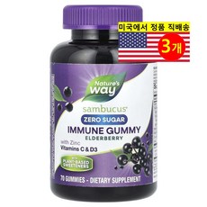 ProHealth Longevity 이뮨 엘더베리 추출 50mg 아연 비타민 C 함유 구미 Immune Elderberry Zinc Vitamins C, 3개, 70정