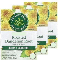 트레디셔널 메디시널 로스티드 단델리온 루트 민들레 뿌리 카페인프리 티백, 16개입, 3개