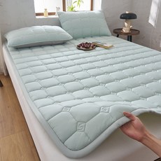 침대패드 항균 사계절 누빔 논슬립 고정밴딩, 민트