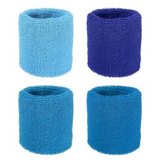 YELARXI 손목 밴드 스웨트밴드 스웨트 스포츠용 15.2 x 7.6cm(6 3인치) 및 4팩 핑크 핏 (테니스/농구/축구/달리기/운동/남성 여성용), 다크 블루/스카이 블루/레이크 블루/블루