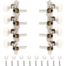 2개 세트 기타 튜닝 페그 4좌+4우 줄 조정 키 기계 헤드 만돌린 및 8현 기타용 니켈 도금 마감과 흰색 버튼